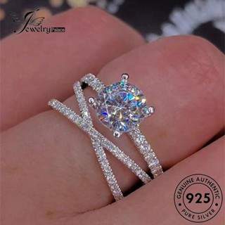 Jewelrypalace แหวนเงิน 925 ประดับเพชร โมอิส แบบสองชั้น แฟชั่น สําหรับผู้หญิง R333