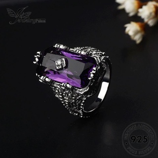 Jewelrypalace แหวนเงินแท้ 925 ทรงสี่เหลี่ยม อเมทิสต์ เครื่องประดับสตรี R882