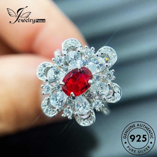 Jewelrypalace แหวนเงิน 925 ประดับทับทิม ลายดอกไม้ หรูหรา สําหรับผู้หญิง R2289