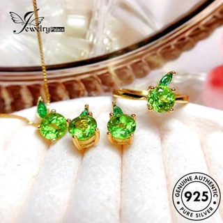 Jewelrypalace สร้อยคอเงิน 925 จี้รูปแอปเปิ้ล มรกตน่ารัก สําหรับผู้หญิง S197