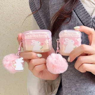 เคสหูฟังไร้สาย ป้องกัน ลายกระต่าย สีชมพู สําหรับ Apple Airpods 3 pro2