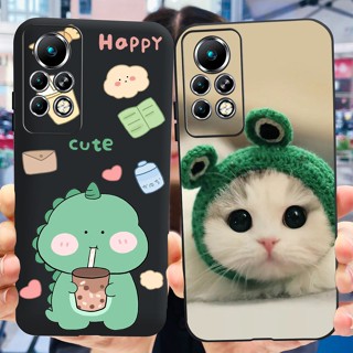 เคสโทรศัพท์มือถือ ซิลิโคนนุ่ม TPU ลายไดโนเสาร์ แมวน่ารัก สีดํา สําหรับ Infinix Note 11 Pro X697 Note 11s X698