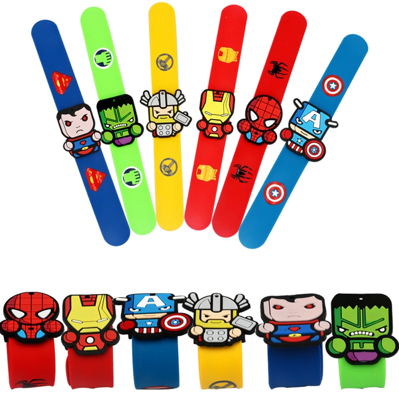 ใหม่ Superhero Slap สร้อยข้อมือเด็กสายรัดข้อมือกําไลข้อมือยางของเล่นเด็กแฟชั่นขนาดเล็ก