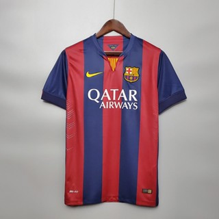 เสื้อกีฬาแขนสั้น ลายทีมชาติฟุตบอล Barcelona 2014-15 ชุดเหย้า สไตล์เรโทร xzlai