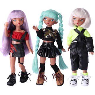 1/6 BJD Cool Girl Brown Skin ความสูง 30 ซม. ตุ๊กตาผมสีเงิน แต่งตัวของเล่นเด็ก