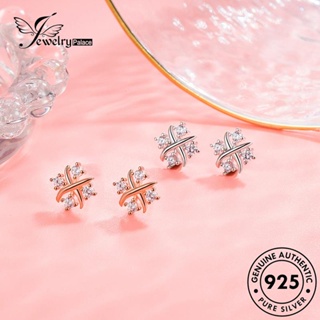 Jewelrypalace ต่างหูสตั๊ด เงิน 925 ประดับเพชรโมอิส สีทอง สําหรับผู้หญิง E178