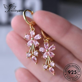 Jewelrypalace ต่างหูห่วงอเมทิสต์ เงิน 925 ลายดอกไม้ สําหรับผู้หญิง E261