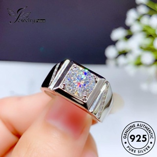 Jewelrypalace แหวนเงิน 925 ประดับเพชรโมอิส ทรงสี่เหลี่ยม ของแท้ แฟชั่นสําหรับผู้ชาย R130