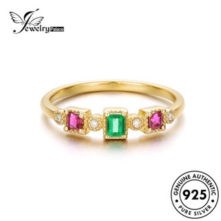 Jewelrypalace แหวนเงิน 925 ประดับมรกต สีทอง สําหรับผู้หญิง R735