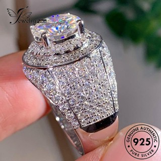 Jewelrypalace แหวนเงิน 925 ประดับเพชรโมอิส ทรงกลม สําหรับผู้ชาย R77