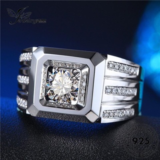 Jewelrypalace แหวนเงิน 925 ประดับเพชรโมอิส สําหรับผู้ชาย R1136