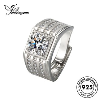 Jewelrypalace แหวนเพชรโมอิส เงิน 925 หรูหรา สําหรับผู้ชาย R1153