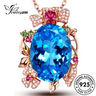 Jewelrypalace สร้อยคอเงิน 925 จี้ไพลิน ทรงกลม สีทอง สําหรับผู้หญิง S77