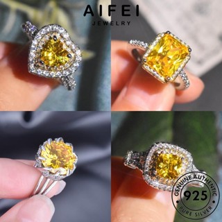 AIFEI JEWELRY เกาหลี ต้นฉบับ 925 เงิน เครื่องประดับ ทับทิม เครื่องประดับ แท้ ไพลิน แฟชั่น หรูหรา แหวน Silver ผู้หญิง ซิทริน มรกต M103