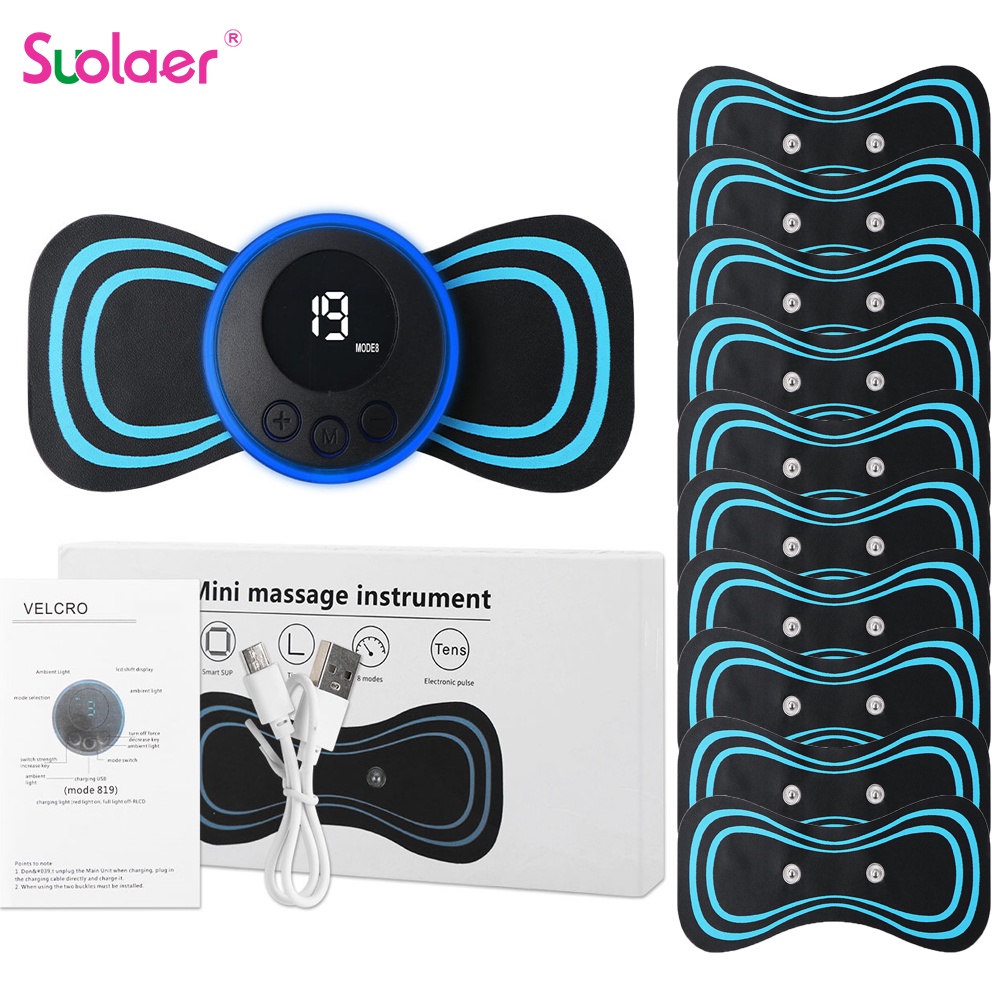 เครื่องนวดคอไฟฟ้า แบบพกพา พร้อมแผ่น EMS 11 ชิ้น สําหรับบรรเทาอาการปวดกล้ามเนื้อ &amp; การผ่อนคลายไหล่