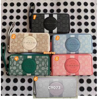 Coach Dempsey C4110 C9703 กระเป๋าสตางค์ซิปยาวผู้หญิง ช่องเสียบการ์ดมัลติฟังก์ชั่น ผ้าใบ 4110 9703