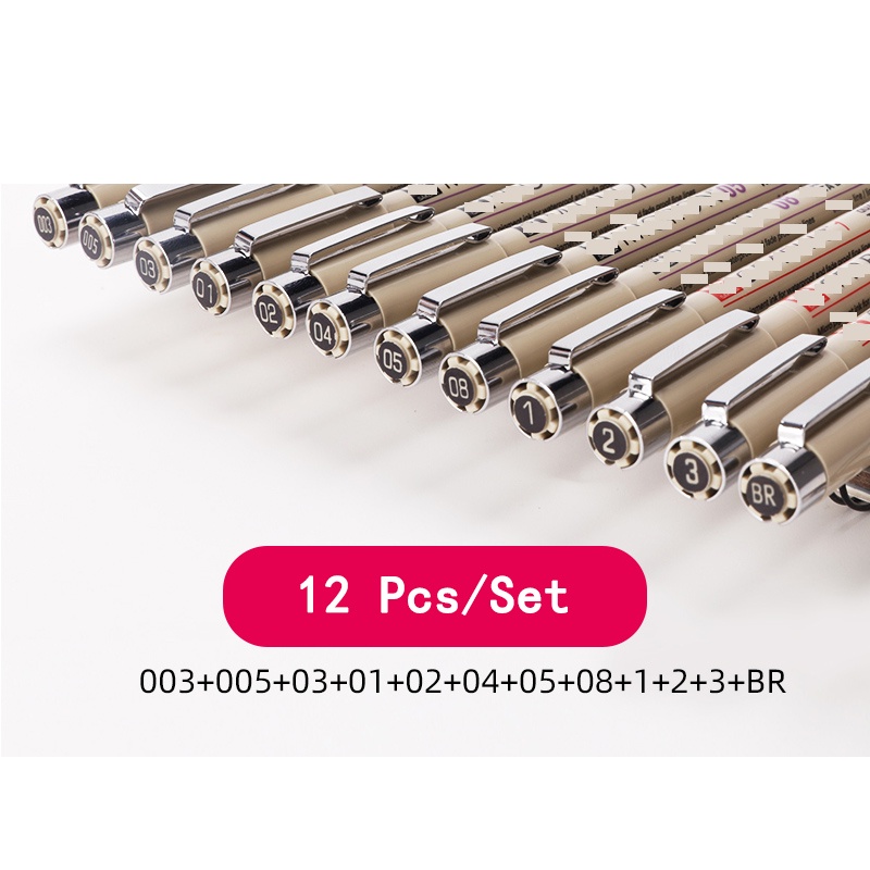 12ชิ้น มังงะเข็มกันน้ําสายเบ็ดปากกาชุดสําหรับร่างวาดโรงเรียนเครื่องเขียนอุปกรณ์ - รูปที่ 5