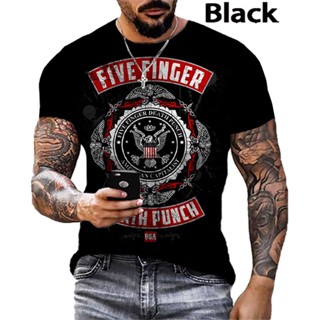 ใหม่ เสื้อยืดแขนสั้น พิมพ์ลาย Five Finger Death Punch 3 มิติ สไตล์ฮิปฮอป แฟชั่นยอดนิยม สําหรับผู้ชาย