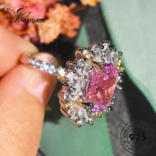 Jewelrypalace แหวนเงิน 925 ประดับเพชรคริสตัล สีชมพู หรูหรา สําหรับผู้หญิง R2442