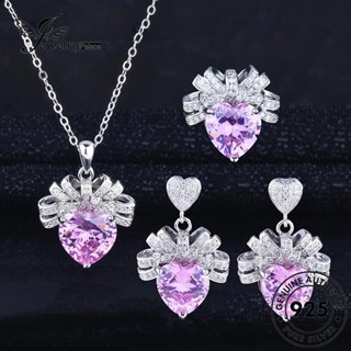 Jewelrypalace สร้อยคอเงิน 925 ประดับเพชรคริสตัล สีชมพู สําหรับผู้หญิง S289