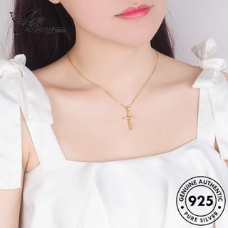 Jewelrypalace สร้อยคอเงิน 925 N800 พร้อมจี้ไม้กางเขน ประดับเพชรโมอิส ของแท้ สําหรับผู้หญิง