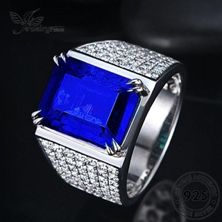 Jewelrypalace แหวนเงิน 925 ประดับไพลิน ทรงสี่เหลี่ยม หรูหรา สําหรับผู้ชาย R509