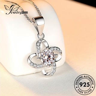 Jewelrypalace สร้อยคอเงิน 925 จี้ใบโคลเวอร์ ประดับเพชร สไตล์คลาสสิก สําหรับผู้หญิง N108