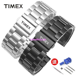 Timex Timex Timex สายนาฬิกาข้อมือ สเตนเลส โลหะ หัวเข็มขัดผีเสื้อ สําหรับผู้ชาย ผู้หญิง 18 20 22 มม. 0705