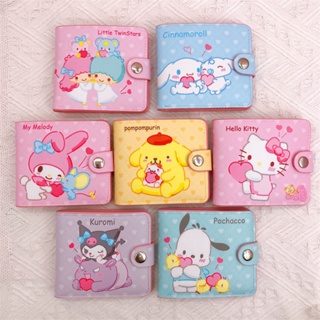 กระเป๋าสตางค์ หนัง PU ใบสั้น ลายการ์ตูน Melody Kuromi Cinnamoroll Bifold ขนาดเล็ก ใส่เหรียญได้ สําหรับเด็ก