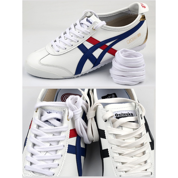 [Saclan] เหมาะสําหรับ Tiger Onitsuka Tiger Mexico66 รองเท้าสีขาวขนาดเล็กแบนผ้าฝ้ายแท้สีเบจเชือกผูกรองเท้าสีดําเชือกคุณภาพ