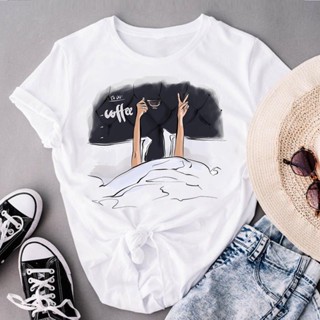 Clothing Women Sleep Coffee Love Cute Short Sleeve Summer Top Basic Tee Print Graphic T Shirts Female Clothes Tops T-shi