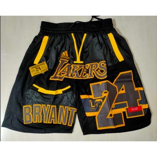 กางเกงขาสั้นบาสเก็ตบอล ปักลาย Los Angeles Lakers No. 8 24 สีดํา