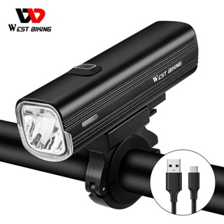 WEST BIKING ไฟฉาย LED 1000 ลูเมน ชาร์จ USB ตรวจจับการสั่นสะเทือน 5 โหมด สําหรับจักรยาน