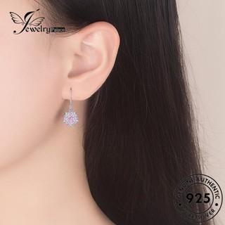 Jewelrypalace ต่างหูตะขอคริสตัล เงิน 925 รูปดอกไม้สด ประดับเพชร ขนาดเล็ก สีชมพู สําหรับผู้หญิง E546