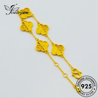 Jewelrypalace สร้อยข้อมือเงิน 925 ลายดอกไม้ สีทอง สําหรับผู้หญิง B234