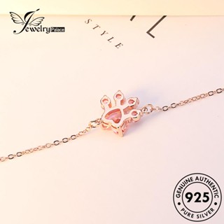 Jewelrypalace Paw สร้อยข้อมือเงิน 925 ประดับเพชรคริสตัล รูปอุ้งเท้าแมว สีชมพู สําหรับผู้หญิง B256