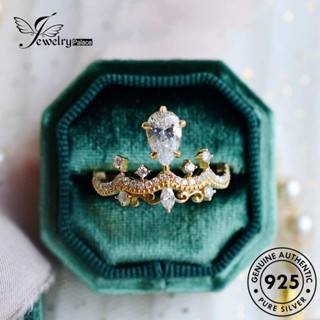 Jewelrypalace แหวนเพชรโมอิส เงิน 925 ประดับเพชร สีทอง แฟชั่น สําหรับผู้หญิง R37