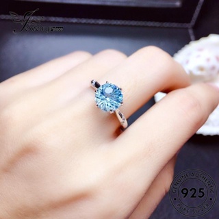 Jewelrypalace Aquamarine แหวนเงิน 925 ทรงกลม สไตล์คลาสสิก สําหรับผู้หญิง R1859