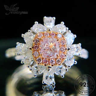 Jewelrypalace แหวนเพชรคริสตัล 925 ลายดอกไม้ สีชมพู สีเงิน สําหรับผู้หญิง R1941