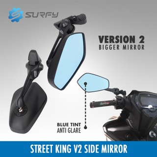 Street King Side Mirror V2 Fully Cast Alloy Adjustable 15*9cm LTO Passed Universal Surfy Motorcycle