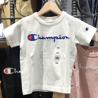 Champion เสื้อยืดแขนสั้น ผ้าฝ้าย ปักลาย สีขาว แฟชั่นฤดูร้อน สําหรับเด็กผู้ชาย และเด็กผู้หญิง