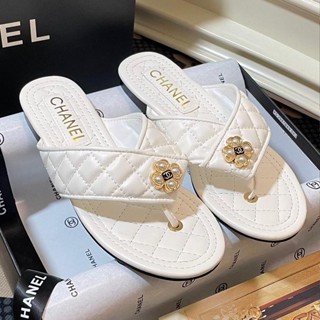 [พร้อมส่ง] Chanel_ พร้อมส่ง รองเท้าแตะลําลอง เปิดนิ้วเท้า พื้นแบน หัวกลม สําหรับสตรี 2023