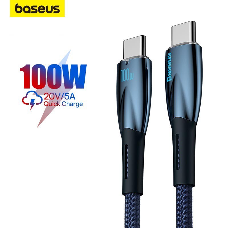 Baseus 100W PD Fast สายชาร์จ Type-C ถึง Type-C สําหรับ Mac Book Pad Pro Quick Charge 4.0 สาย USB-C สําหรับ Xiaomi Samsung