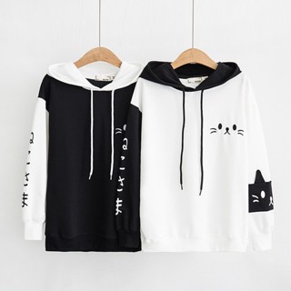 เสื้อกันหนาว สําหรับผู้หญิง ♖เสื้อกันหนาว มีฮู้ด ปักลายการ์ตูนแมว เหมาะกับฤดูใบไม้ร่วง สําหรับผู้หญิง 2022 41313♗