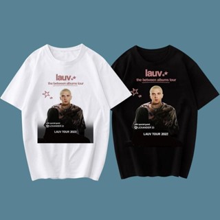 เสื้อยืดแขนสั้น ผ้าฝ้าย พิมพ์ลายตั๋วคอนเสิร์ต Around 2023 lauv 2023 lauv 会 2023