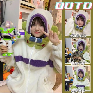 Buzz Lightyear เสื้อแจ็กเก็ต ผ้าฟลีซเทียม มีฮู้ด ทรงหลวม ขนาดเล็ก สไตล์ญี่ปุ่น แฟชั่นฤดูใบไม้ร่วง ฤดูหนาว สําหรับผู้หญิง