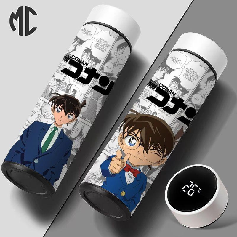 Mc) กระติกน้ําร้อนสเตนเลส 304 รูปโคนัน Shinichi Kudo วัดอุณหภูมิได้สูง สําหรับนักเรียน