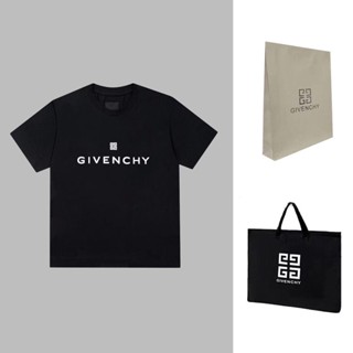 Givenchy shor เสื้อยืด ผ้าฝ้ายแท้ พิมพ์ลายโลโก้ตัวอักษร GVC สีขาว แฟชั่นฤดูร้อน สําหรับผู้ชาย และผู้หญิง 2023