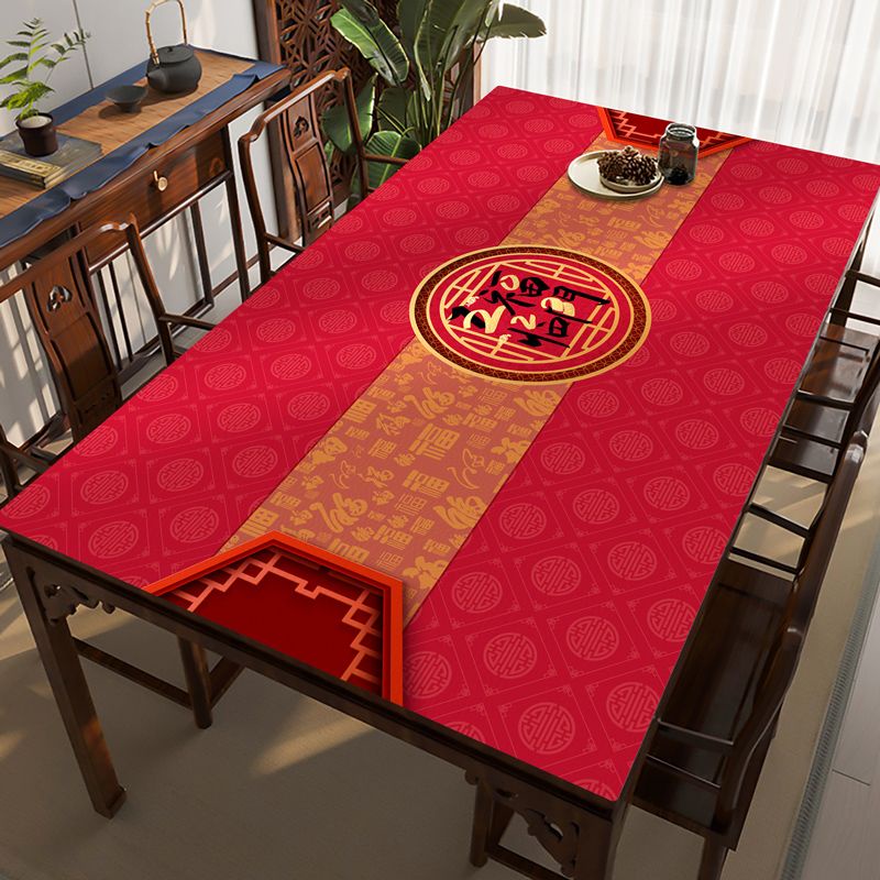 ผ้าปูโต๊ะ กันน้ํา กันน้ํามัน สีแดง สําหรับงานแต่งงาน ตรุษจีน ใหม่ จีน 10.24