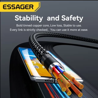 Essager สายชาร์จ Type C เป็น Type C 100W ชาร์จเร็ว สําหรับโทรศัพท์ PD QC 3.0 หน้าจอดิจิตอล Usb C